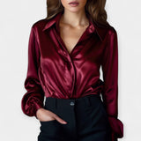 Satinasta Bluza s Ovratnikom