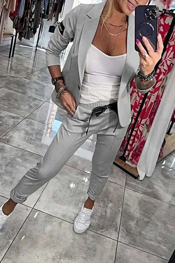 Anja™ ｜Prilagođeni set s mekanim blejzerom i ležernim trenirkama