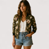 Lidia™ | Stilizirana bomber jakna s cvjetnim uzorkom