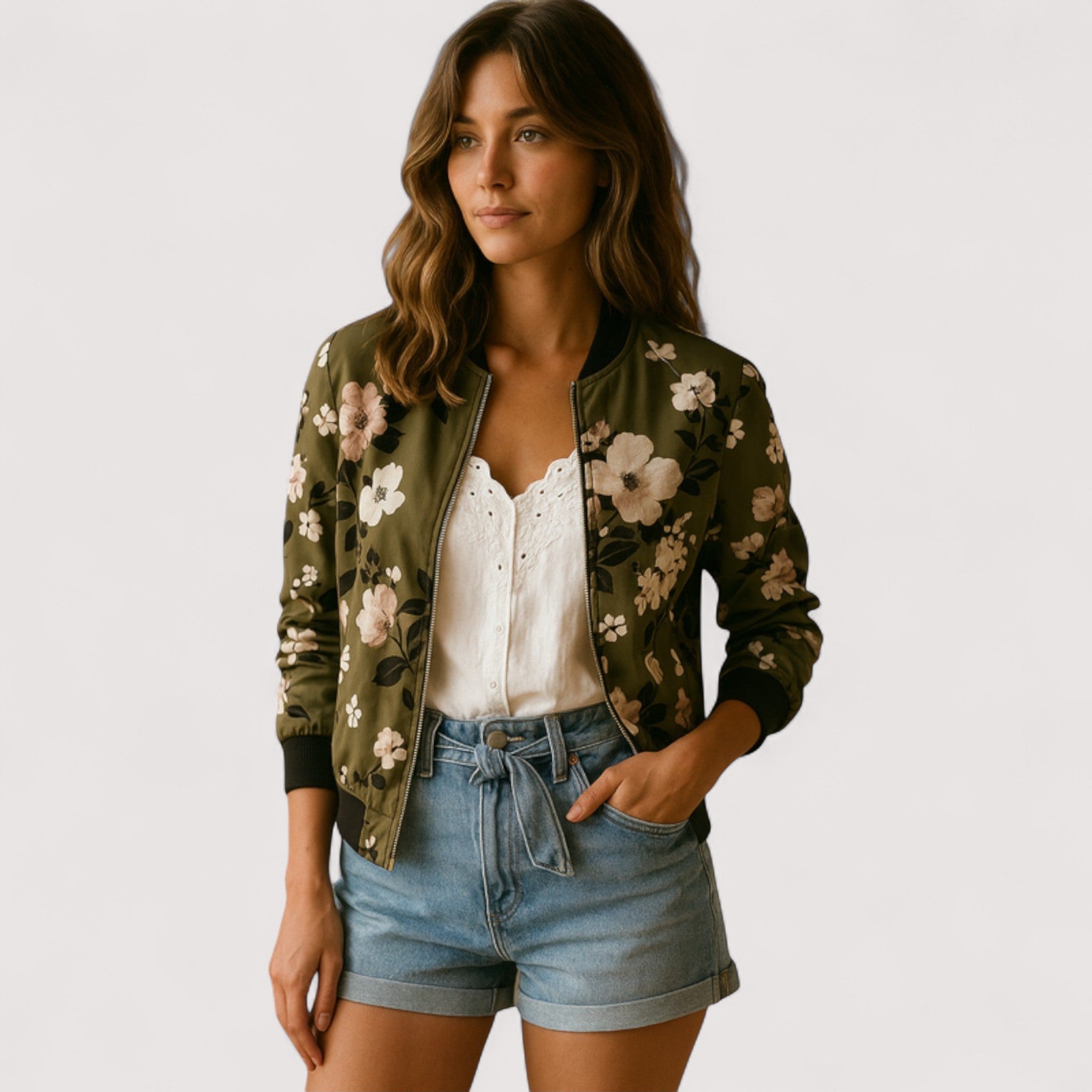 Lidia™ | Stilizirana bomber jakna s cvjetnim uzorkom
